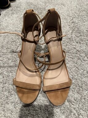 Banana Republic Tan Suede Ankle-Strap Heels